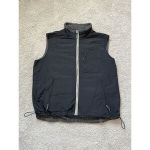 Vintage Ivy Crew Reversible Vest Men's Size XL Black Gray Fleece Sleeveless
